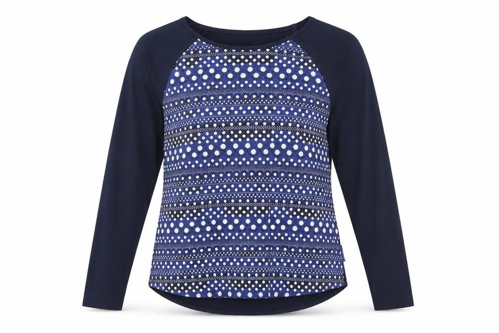 Front view of B by Ted Baker Women's Blue Polka Dot Tee