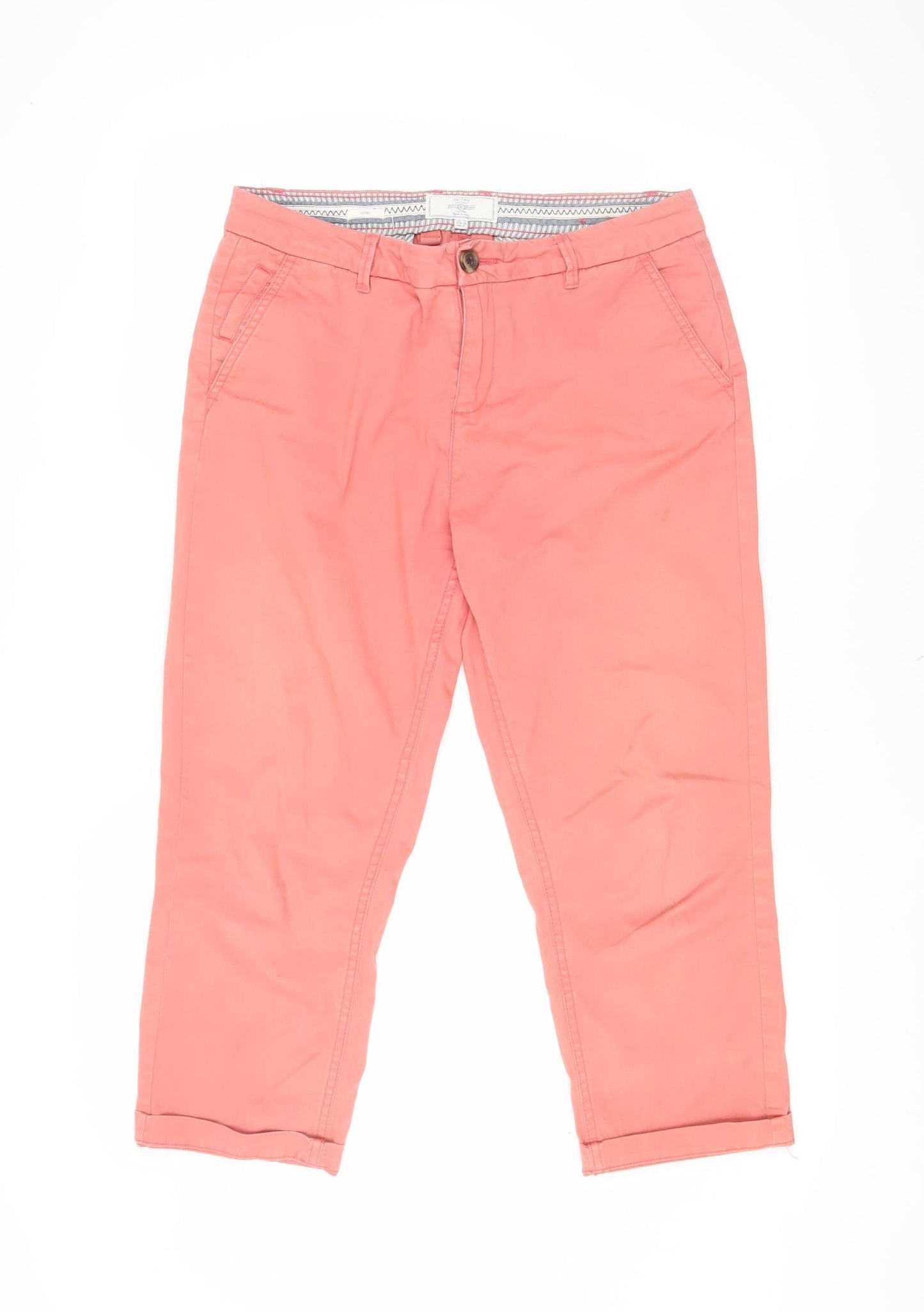 Fat Face Women's Pink Cropped Chino Trousers Size 10