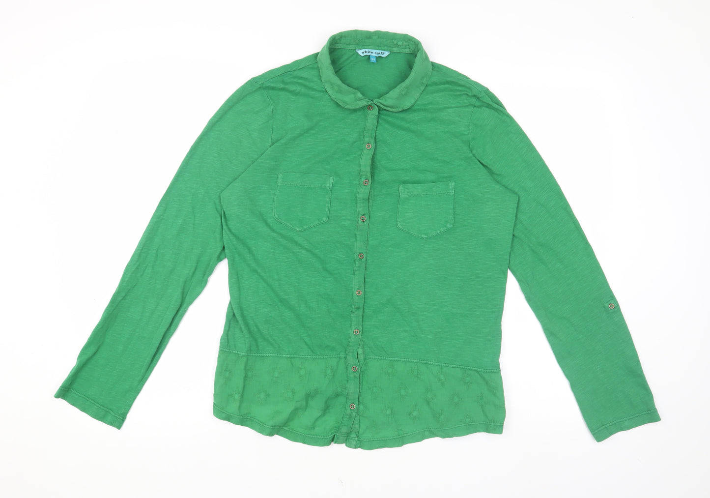 White Stuff Green Button-Up Shirt Women Size 14