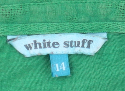 White Stuff Green Button-Up Shirt Women Size 14