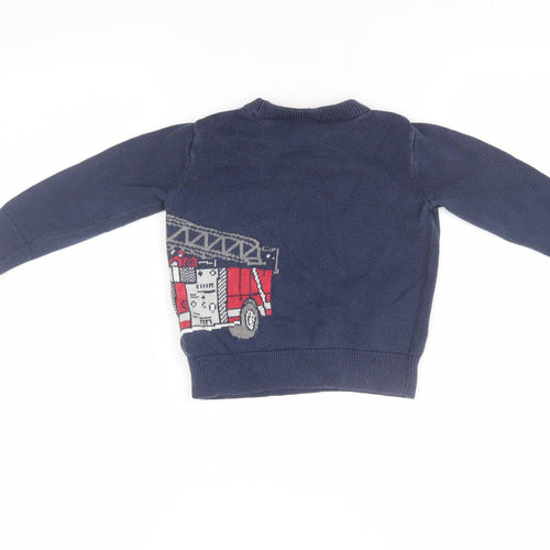 Gap Boys Blue Fire Truck Graphic Knit Jumper 2 Years