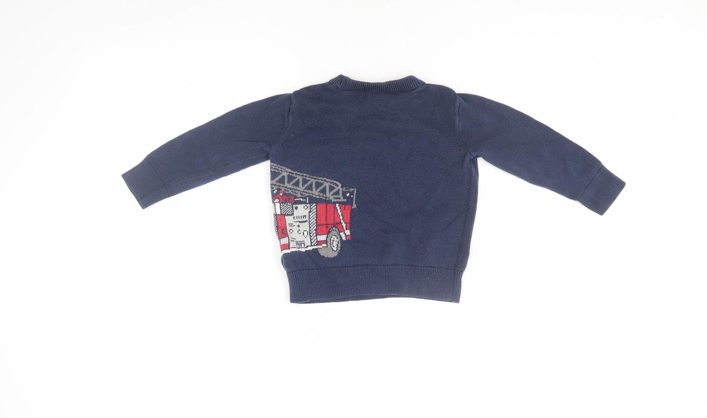 Gap Boys Blue Fire Truck Graphic Knit Jumper 2 Years