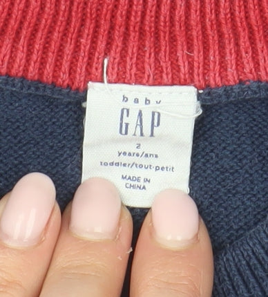 Gap Boys Blue Fire Truck Graphic Knit Jumper 2 Years