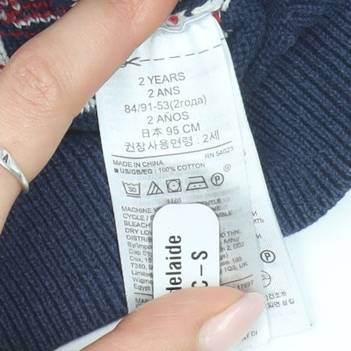 Gap Boys Blue Fire Truck Graphic Knit Jumper 2 Years