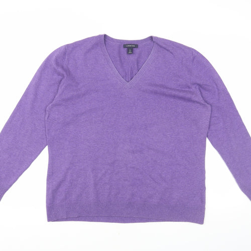 Lands' End Women's Purple Cotton Pullover Jumper L