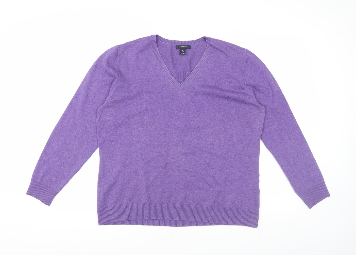 Lands' End Women's Purple Cotton Pullover Jumper L
