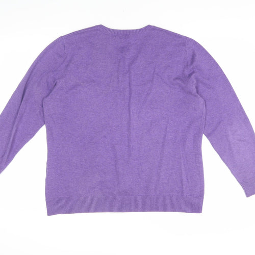 Lands' End Women's Purple Cotton Pullover Jumper L
