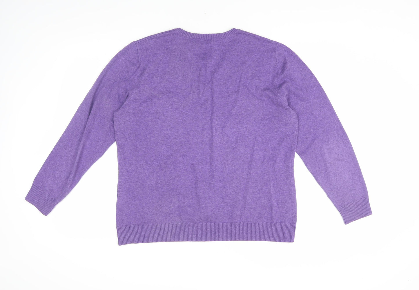 Lands' End Women's Purple Cotton Pullover Jumper L