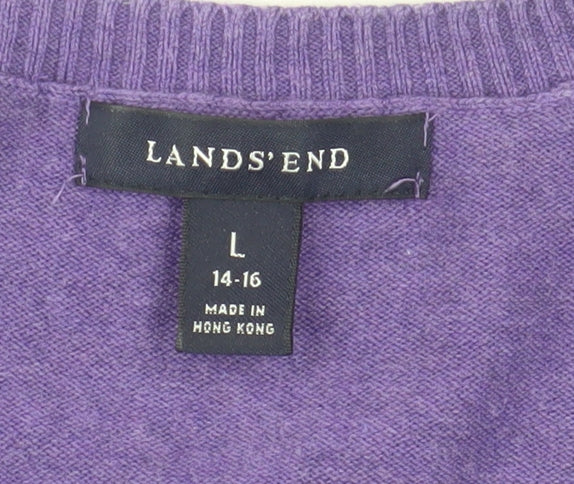 Lands' End Women's Purple Cotton Pullover Jumper L