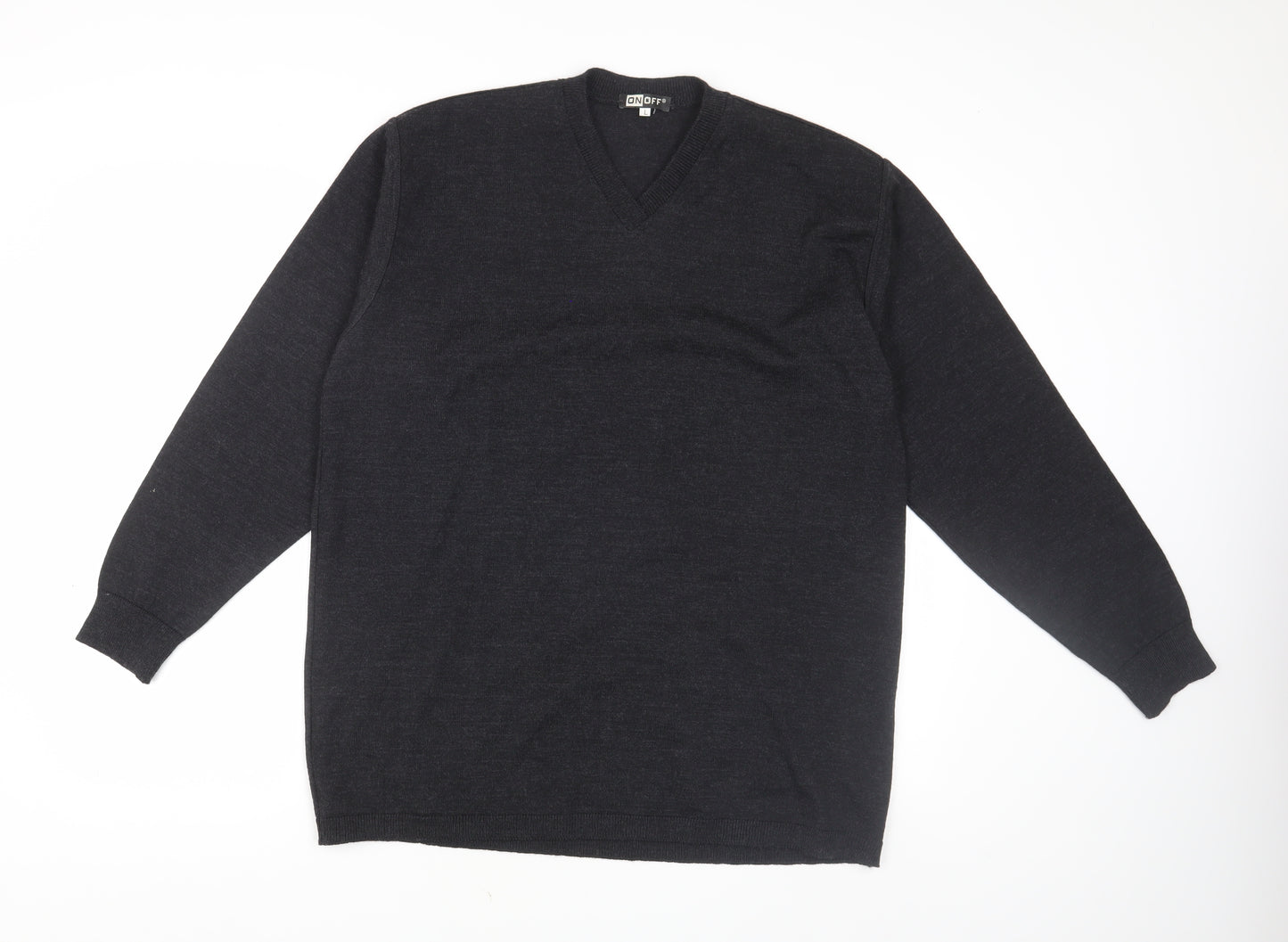 On Off Men's Black Pullover Jumper L V-Neck
