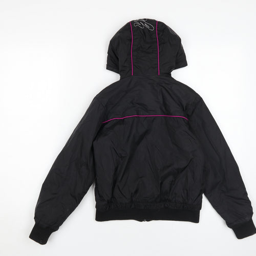 Hooch Girls Black Bomber Jacket, Hooded, Age 10-11 Years