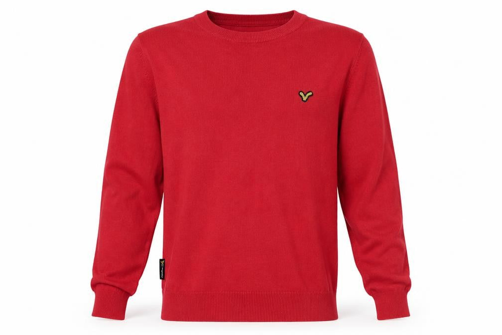 Front view of Voi Jeans Men's Red Crew Neck jumper M