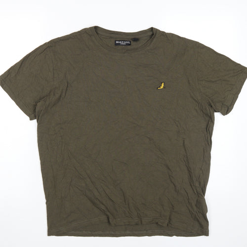 Brave Soul Men's Green Cotton Logo T-Shirt Size L