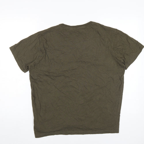 Brave Soul Men's Green Cotton Logo T-Shirt Size L