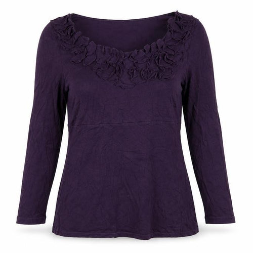 Boden Women's Purple Blouse 3/4 Sleeve Ruffle Detail