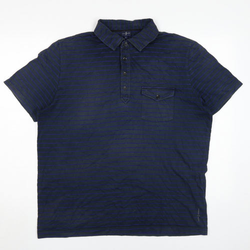 Jasper Conran Men's Blue Striped Polo Shirt L