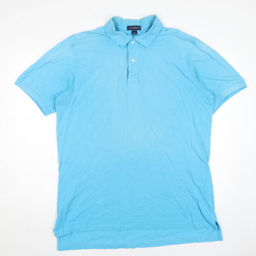 Lands' End Men's Blue Polo, Large, Short Sleeve, Cotton
