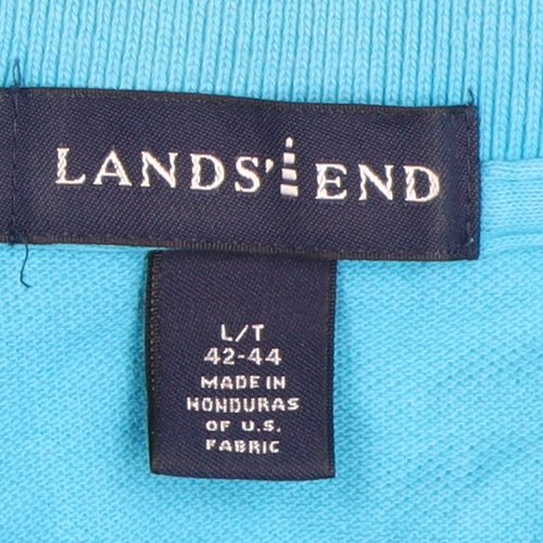 Lands' End Men's Blue Polo, Large, Short Sleeve, Cotton