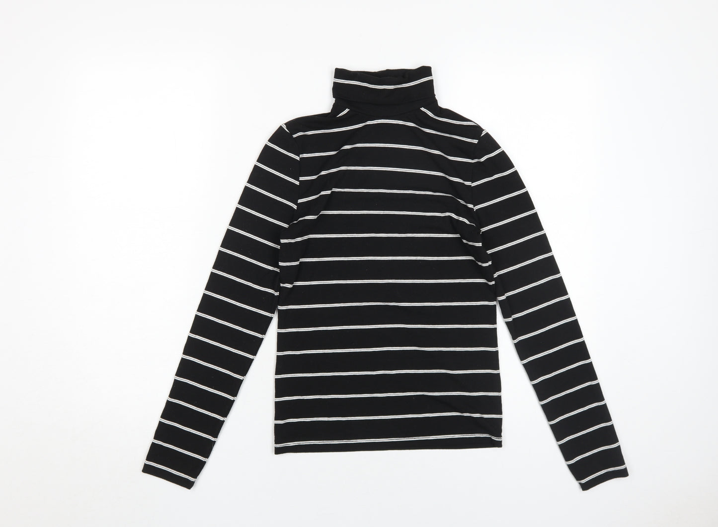 Asos Women's Black Striped Long Sleeve Roll Neck Top