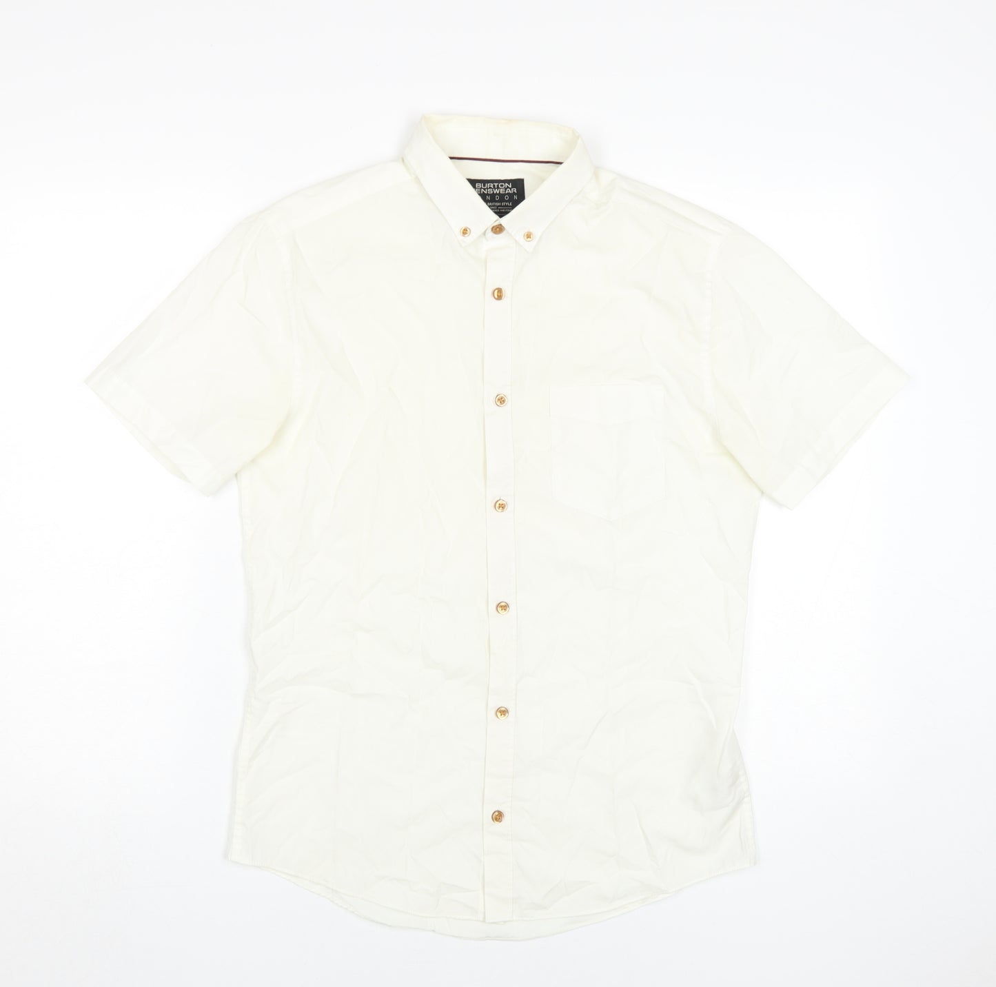 Burton Menswear Ivory Short Sleeve Button-Up Shirt S