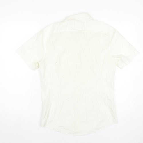 Burton Menswear Ivory Short Sleeve Button-Up Shirt S