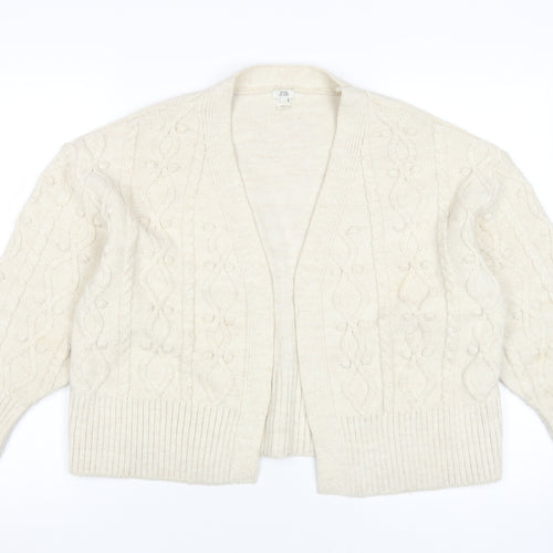 River Island Women's Ivory Cardigan M, Cable-Knit Style