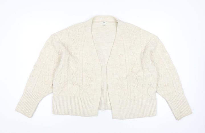 River Island Women's Ivory Cardigan M, Cable-Knit Style