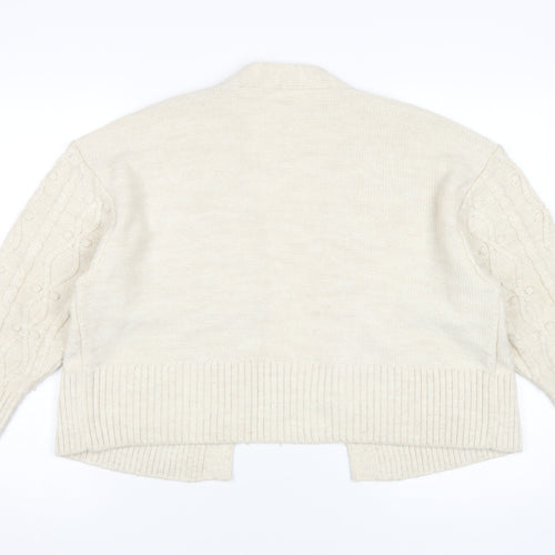 River Island Women's Ivory Cardigan M, Cable-Knit Style
