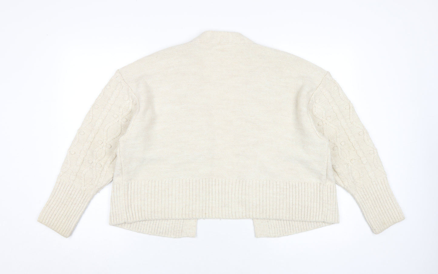River Island Women's Ivory Cardigan M, Cable-Knit Style