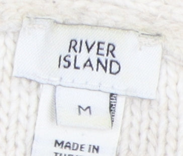 River Island Women's Ivory Cardigan M, Cable-Knit Style