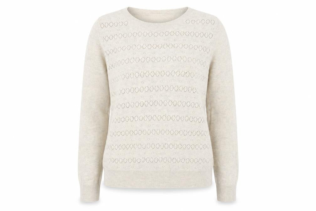 Front view of Marks & Spencer Women's Beige Crew Neck Pullover, size 12