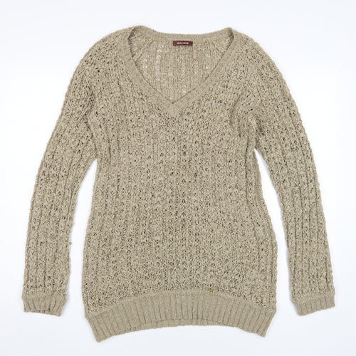 Savoir Women's Beige Cable-Knit Pullover Jumper Size 12