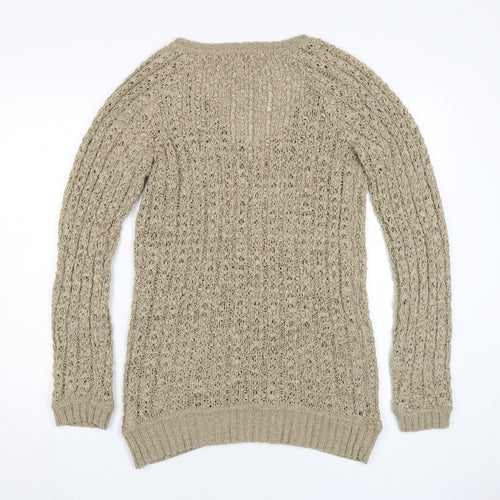 Savoir Women's Beige Cable-Knit Pullover Jumper Size 12