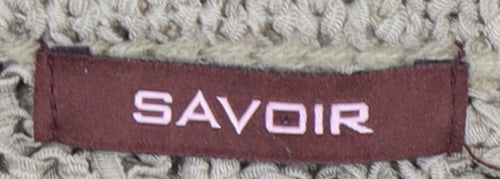 Savoir Women's Beige Cable-Knit Pullover Jumper Size 12