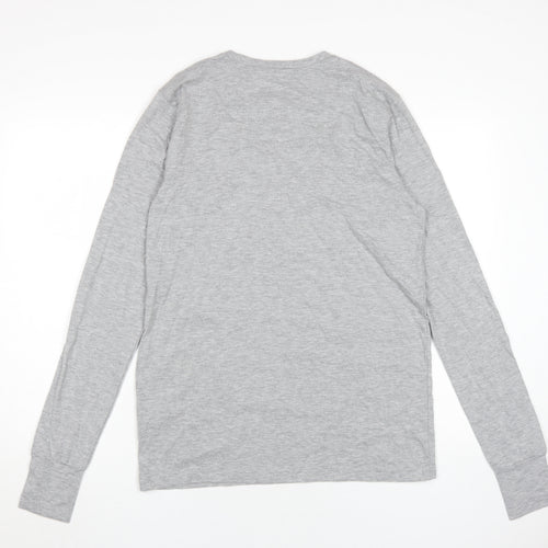INTENSE Men's Grey Long Sleeve T-Shirt, M, Crew Neck