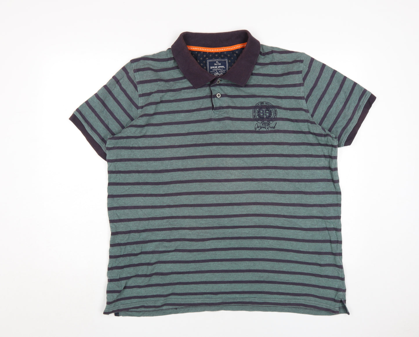 Sublime Apparel Men's XL Grey Striped Polo Shirt