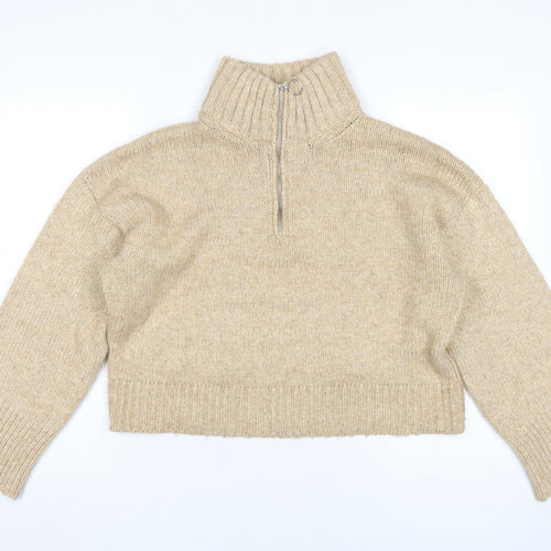 ASOS Design Women Beige High Neck Pullover Jumper S