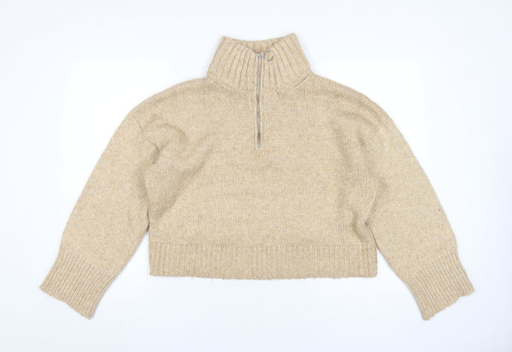 ASOS Design Women Beige High Neck Pullover Jumper S