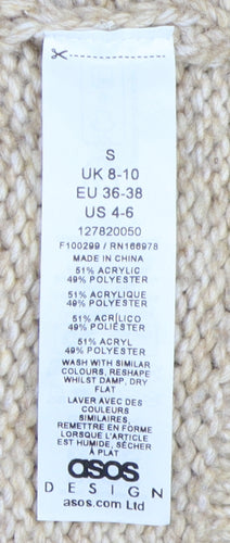 ASOS Design Women Beige High Neck Pullover Jumper S