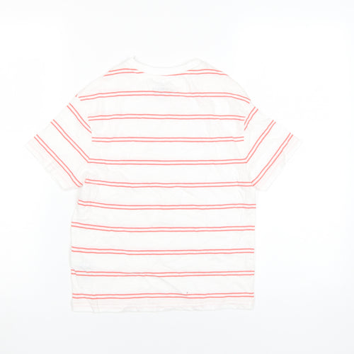Marks and Spencer Boys White Striped T-Shirt, Size 6-7