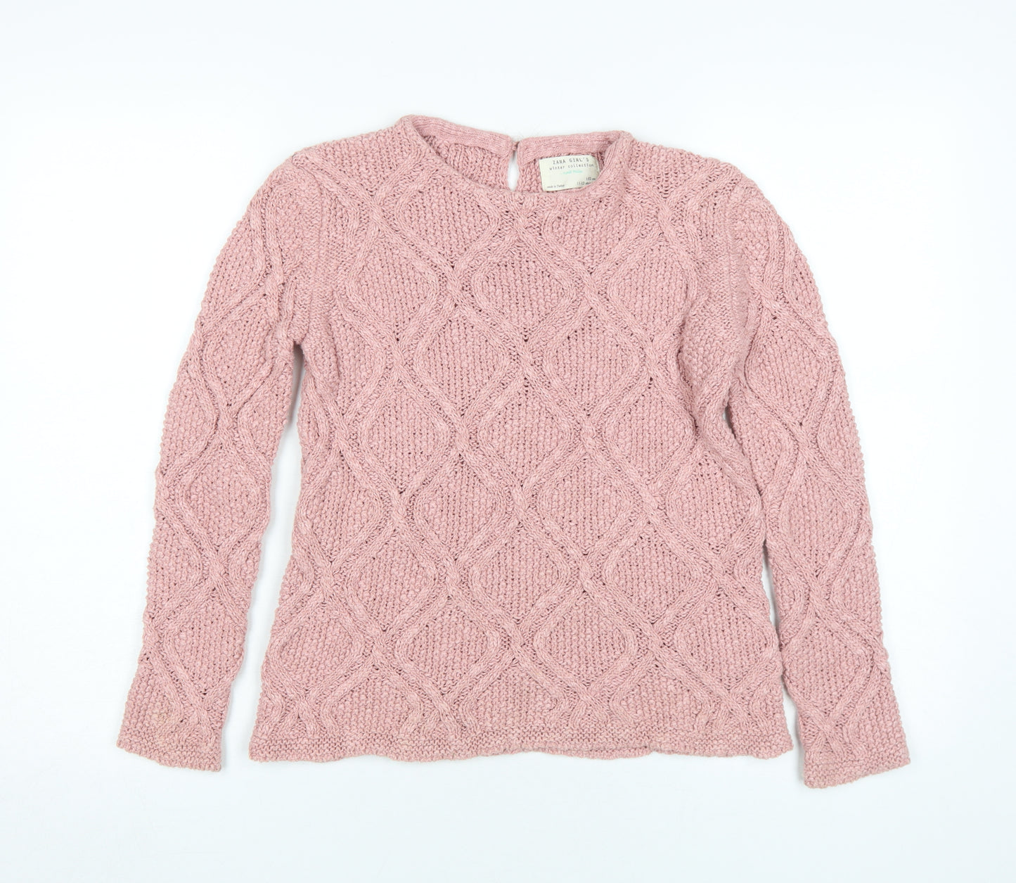 Zara Girls Pink Knit Pullover Jumper 11-12 Years