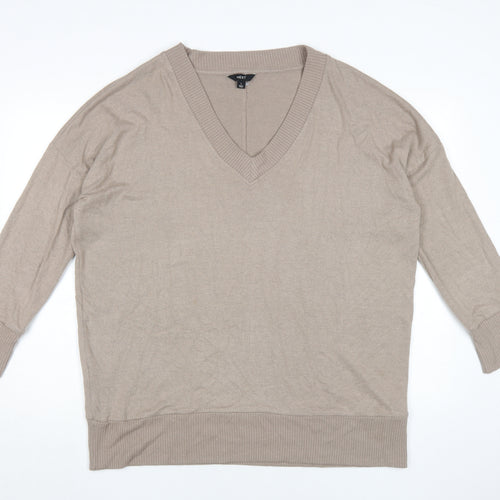 Next Beige V-Neck Pullover Jumper L Unisex Adults