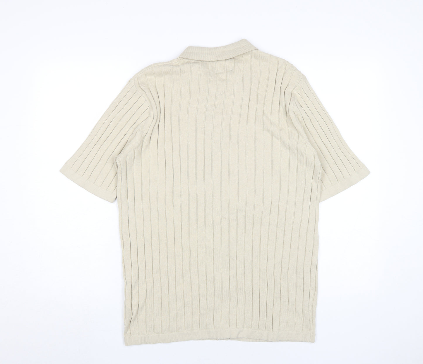 ASOS DESIGN Men's Beige Cotton Short Sleeve Shirt