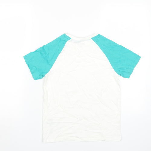 Marks and Spencer Boys White Blue T-Shirt 9-10 Years