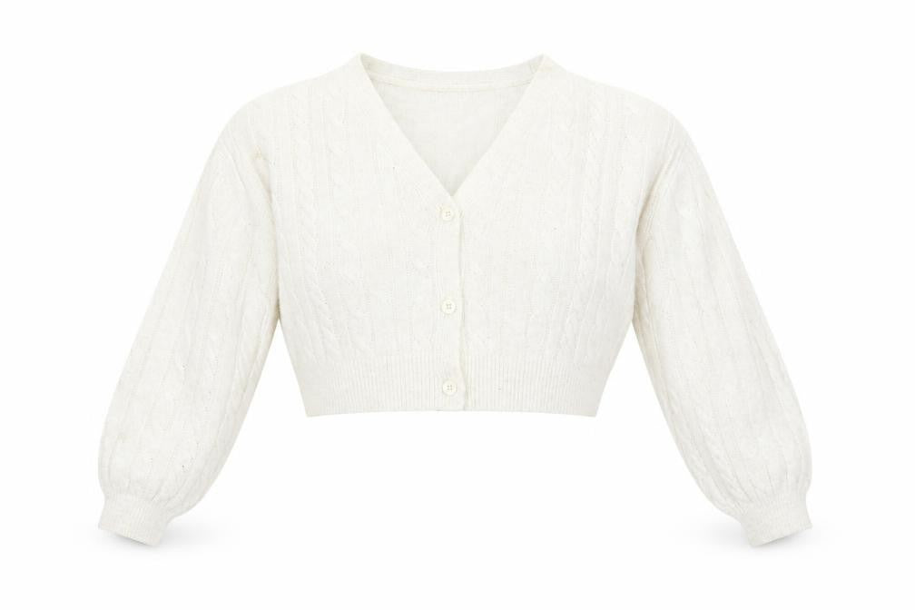 Front view of ASOS Women's Ivory V-Neck Cardigan, size 10