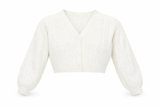 Front view of ASOS Women's Ivory V-Neck Cardigan, size 10