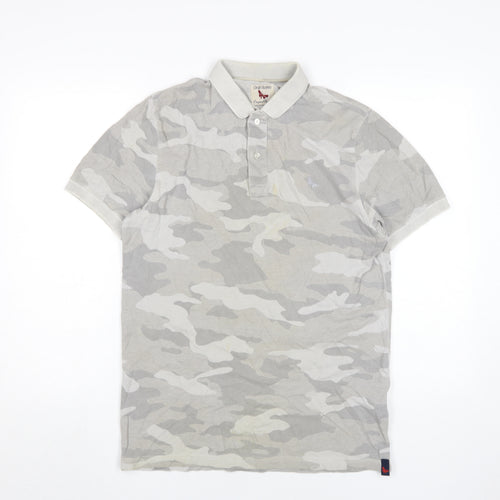 Gran Sasso Men's Beige Camouflage Polo Shirt Size 20