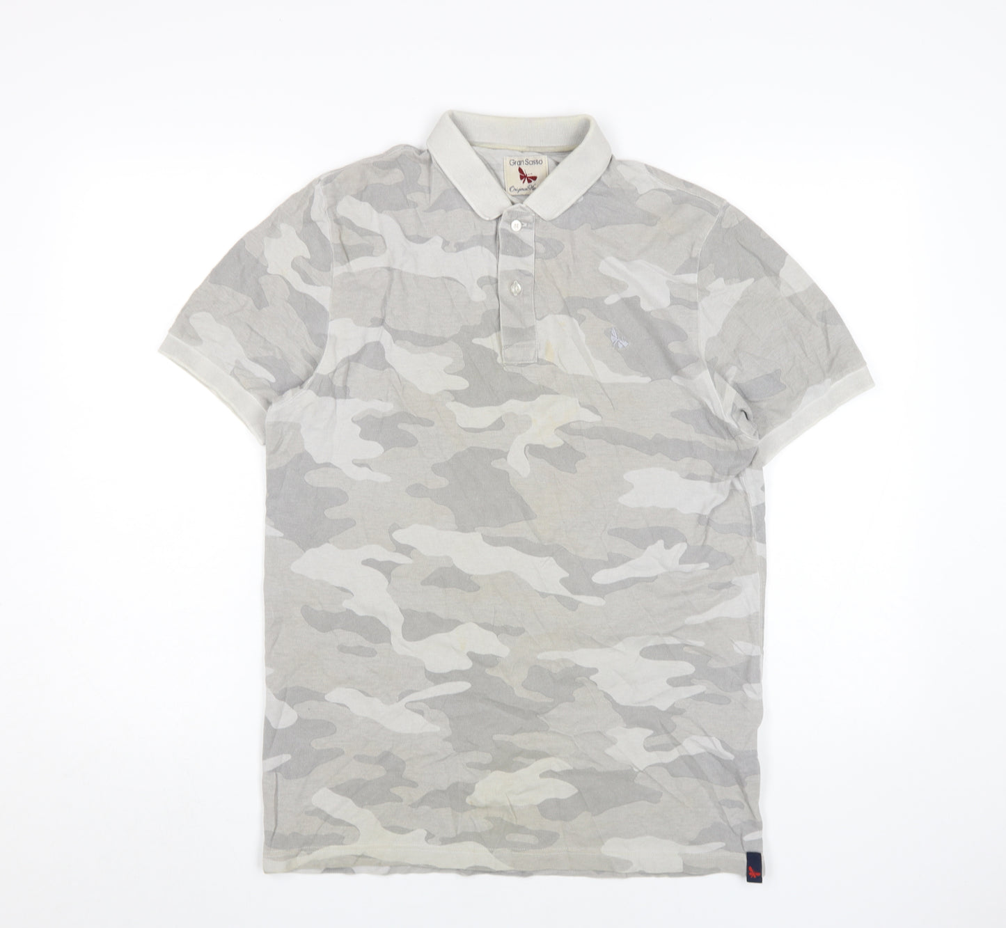 Gran Sasso Men's Beige Camouflage Polo Shirt Size 20