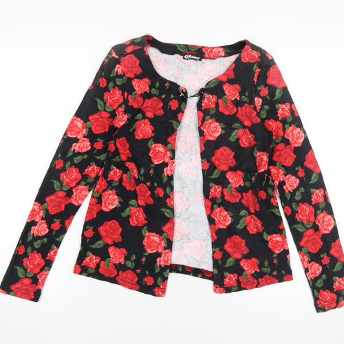 Chillytime Women's Black Floral Long Sleeve Blouse Size 10