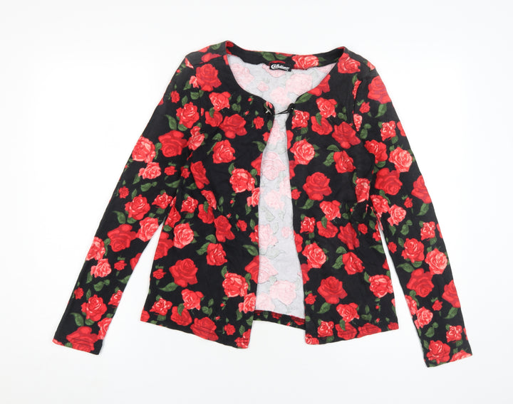 Chillytime Women's Black Floral Long Sleeve Blouse Size 10